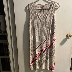 Chevron‎ Patterned Sleeveless Dress - Red and Gray by chico’s
